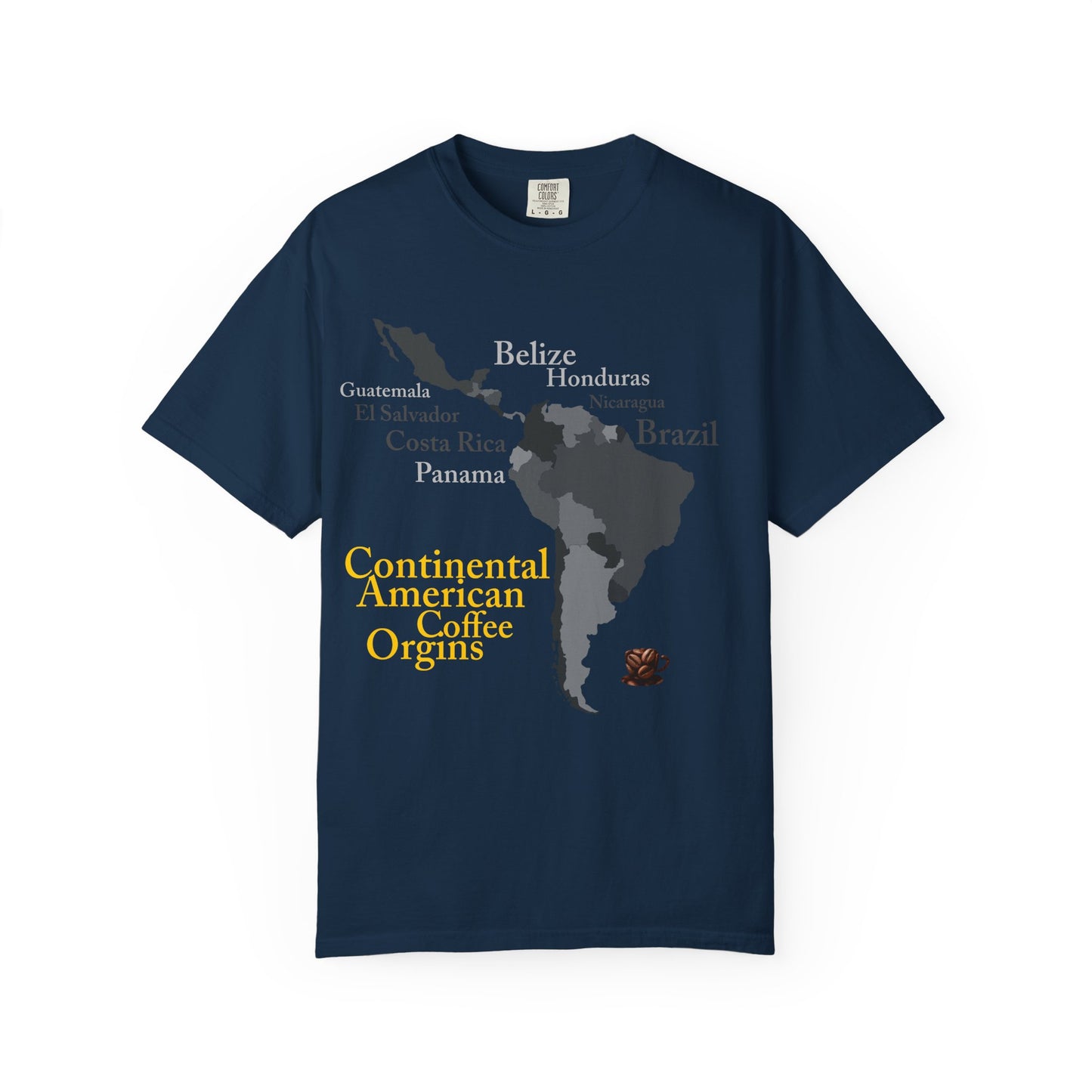 Coffee Origins Map T-Shirt — Continental American Coffee Regions