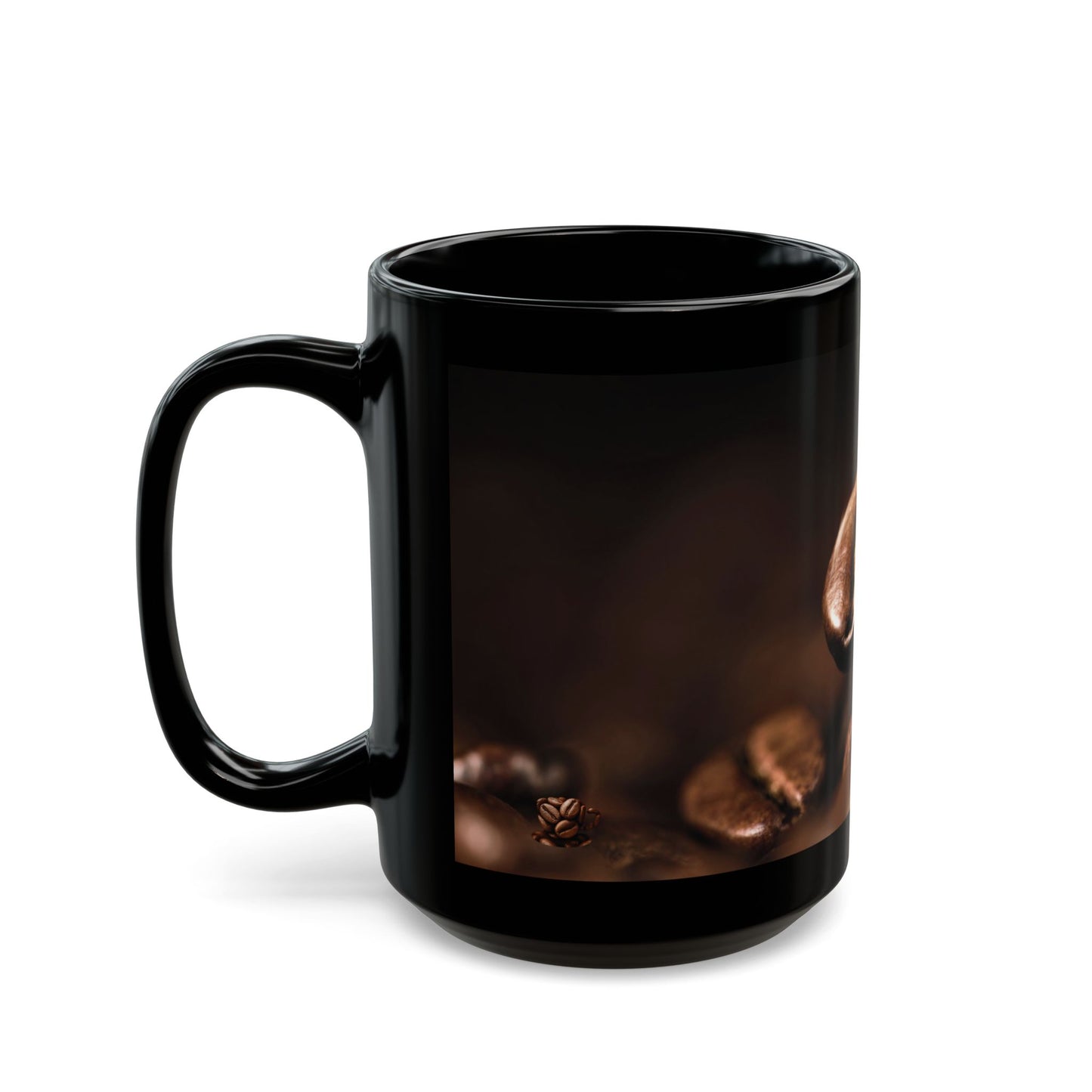 Coffee Beans Black Mug — Steaming Roasted Coffee Ceramic Cup (11oz/15oz)