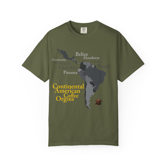 Coffee Origins Map T-Shirt — Continental American Coffee Regions