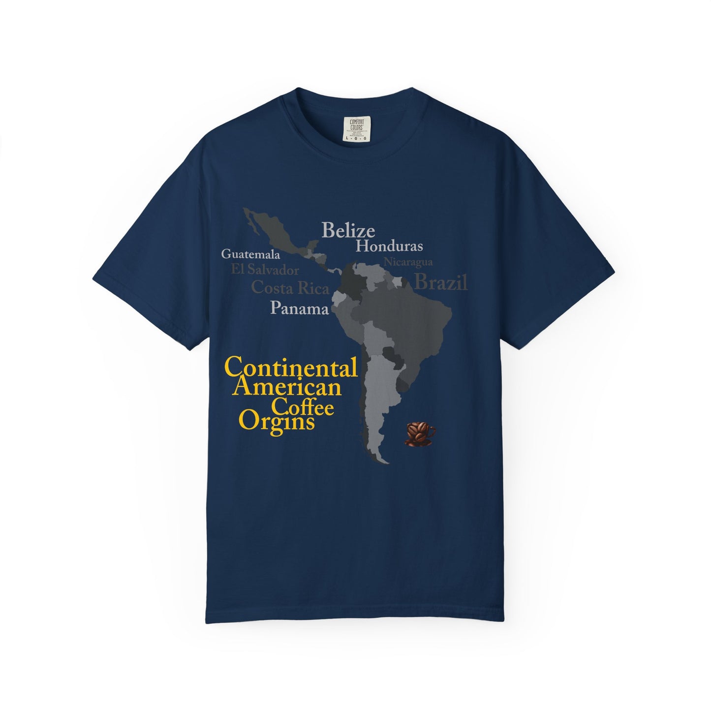 Coffee Origins Map T-Shirt — Continental American Coffee Regions