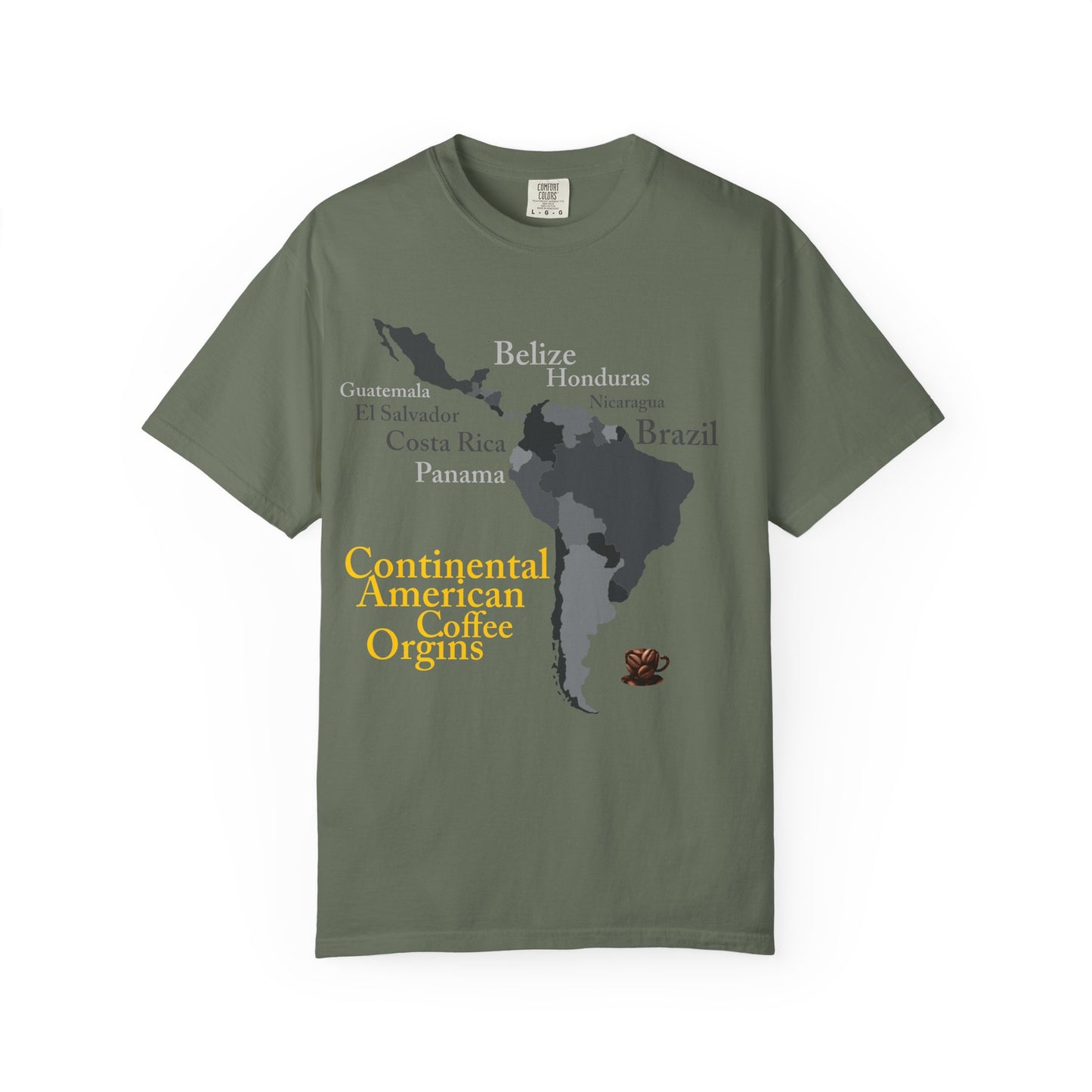 Coffee Origins Map T-Shirt — Continental American Coffee Regions