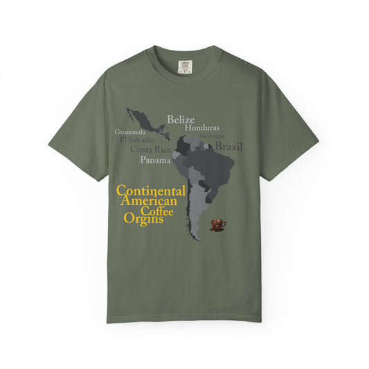 Coffee Origins Map T-Shirt — Continental American Coffee Regions